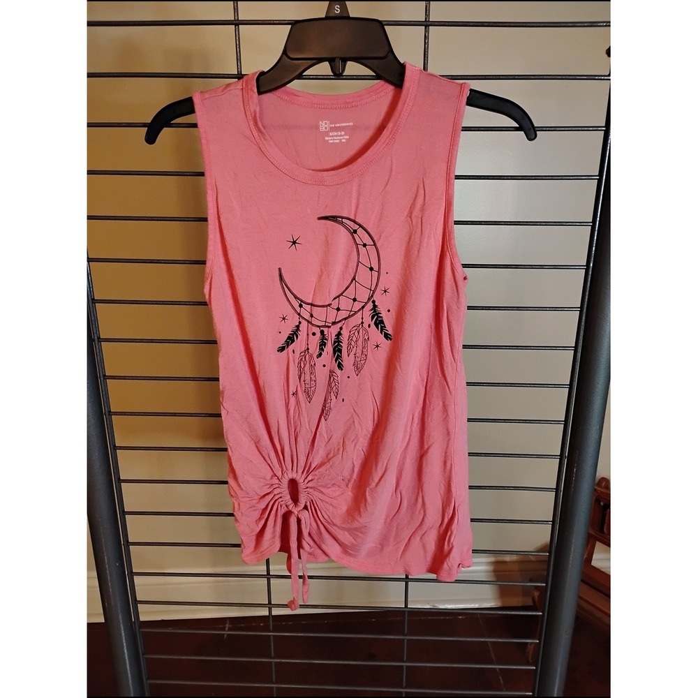 No Boundaries Pink Moon Dreamcatcher Tie-Front Tank
